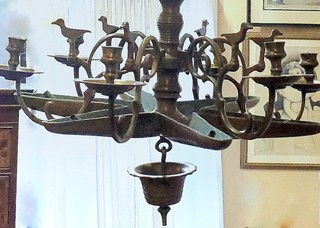 SABBATH CHANDELIER with birds & "star" oil fonts