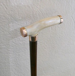 WALRUS IVORY & GOLD American Victorian Period Walking Stick