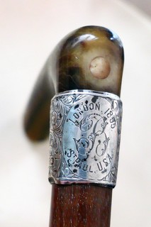 Late Victorian Walking Stick with engraved sterling 