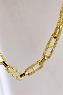 27" TEXTURED SOLID LINKS 18K GOLD NECK CHAIN