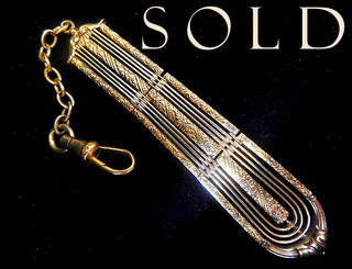 FINE EDWARDIAN "Hinged Necktie" 18K Gold Pendant Watch Fob with swivel