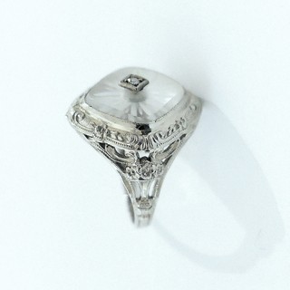 DIAMOND IN STARBURST "CAMPHOR" GLASS RING