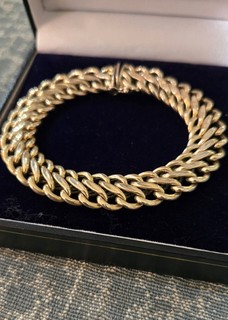 14K  "Double Wheat & Chevron" Links Bracelet
