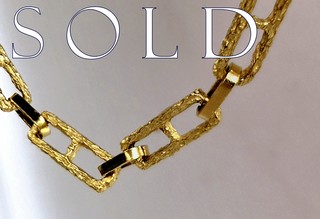27" TEXTURED SOLID LINKS 18K GOLD NECK CHAIN