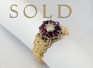 DIAMOND AND RUBIES "HALO" RING