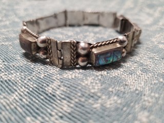 FIVE ABALONE SHELL RECTANGLES