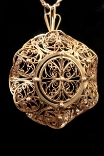 Rose Gold 14K Lacy Filigree Three Dimensional "Blossom" Pendant