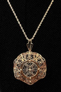 Rose Gold 14K Lacy Filigree Three Dimensional "Blossom" Pendant