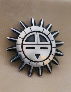 HOPI SUN FACE KACHINA Pendant Pin