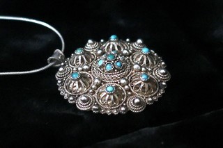 INTRICATE FILIGREE & TURQUOISE IN HIGH PURITY SILVER