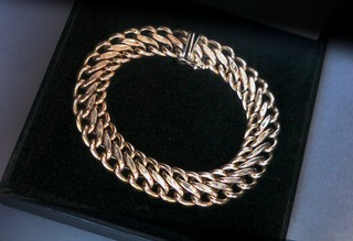 14K  "Double Wheat & Chevron" Links Bracelet