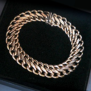 14K  "Double Wheat & Chevron" Links Bracelet