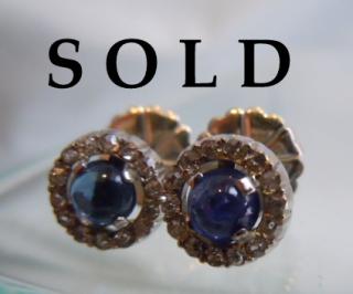 SOLD, Sapphire and diamond earrings, platinum