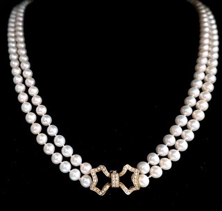 Double Strand "Opera" Length 8mm Japanese Akoya Saltwater Cultured Pearls