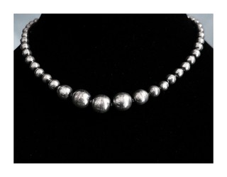 HANDMADE STERLING SILVER BEADS graduated choker necklace