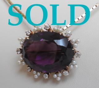 Amethyst, 35 Carats, Vivid & Brilliant, diamonds & pearls