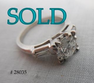 MID-CENTURY CLASSIC, 3 diamonds, platinum, 1.43 carats total