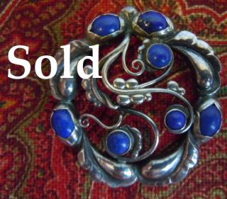 LAPIS LAZULI seven-stone "Moonlight" Georg Jensen Brooch