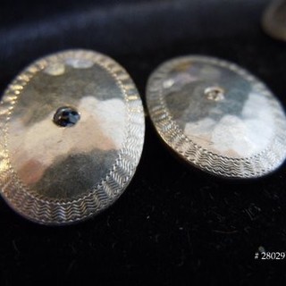 HAMMERED FINISH PLATINUM & 14K GEM-SET DECO CUFFLINKS