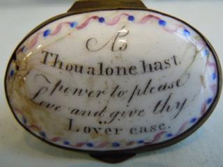 Motto on lid reads   "As Thou alone has power to please...