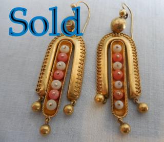 1865 dated GOLD & 2-COLORS CORAL earrings