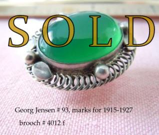 1915	GEORG JENSEN PIN  # 93 with green quartz