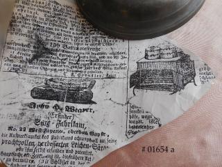 photocopy of early 19th century Baltimore advertisements found in the lamp