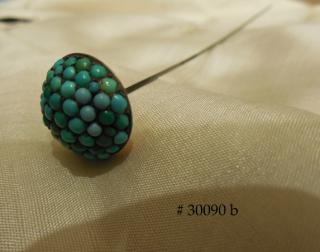 TURQUOISE CLUSTER, Gold & Steel  HAT-PIN