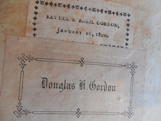 Original 1811 Bookplate, Samuel & Bazil Gordon