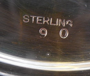 Coffee Pot, Cream & Sugar;  each struck with quality marks "STERLING 90"