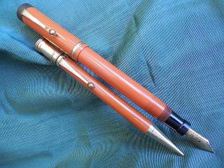EARLY Parker LUCKY CURVE DUOFOLD SENIOR Fountain Pen & BIG BROTHER Pencil