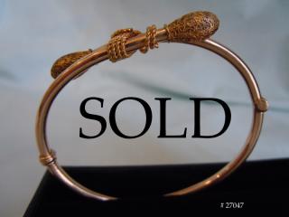 Etruscan Revival hinged Gold Bracelet