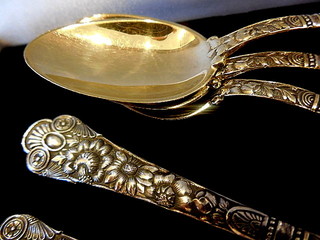 CLUNY by Gorham, 1880-1882, twelve gild-bowl demi-tasse spoons