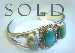 THREE OLD & VERY OLD TURQUOISE Navajo Split-Shoulders Cuff