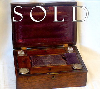 WRITING BOX with nice complete interior, inkwells, pounce and wafer boxes, etc