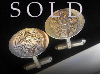 "SUN FACE" vintage Mexican Sterling Cufflinks