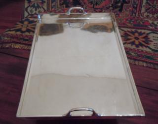 2-handle gallery tray in the purest and simplest Art Deco form