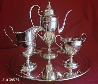 3 PIECE STERLING "After Dinner" Coffee Service, on Silvered Tray by Balfour, Attleboro, Massachusetts
