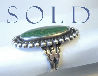 GREEN "CERILLOS STONE" (Cerrllos Mine Turquoise) Navajo Silver Ring