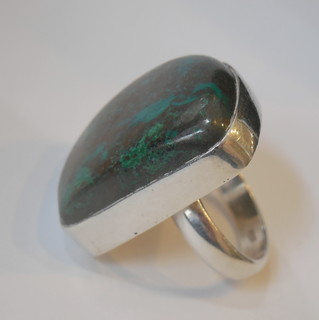 "BLUE SKY JASPER" (enhanced chalcedony) Handmade Sterling Silver Ring
