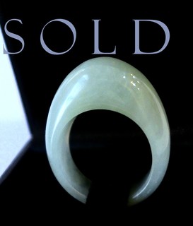 NATURAL "CELADON" JADE, Carved High Dome Hololith Ring